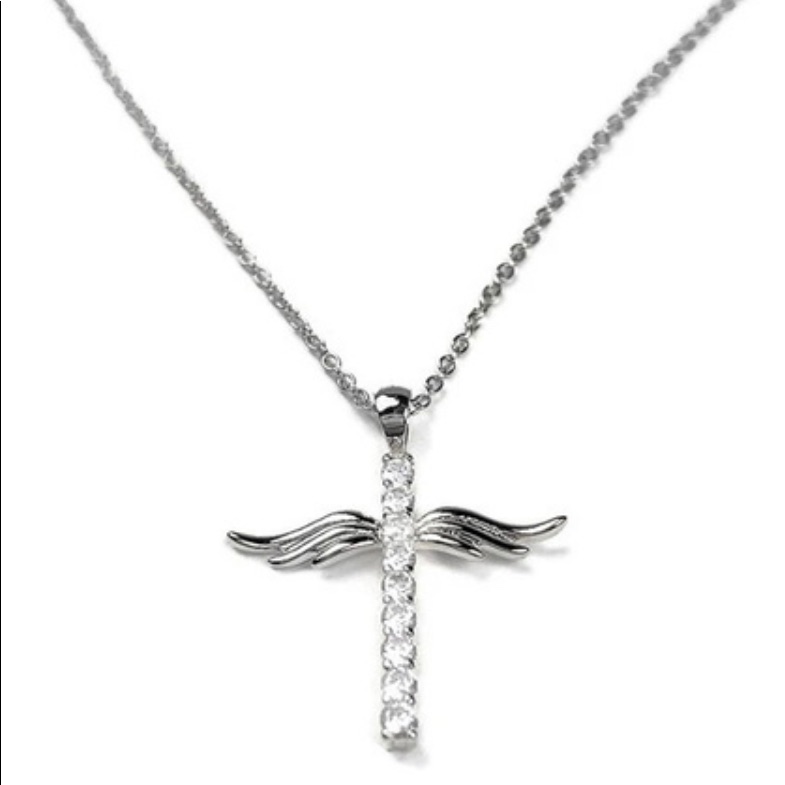 Boho Angel Cross Pendant With Necklace